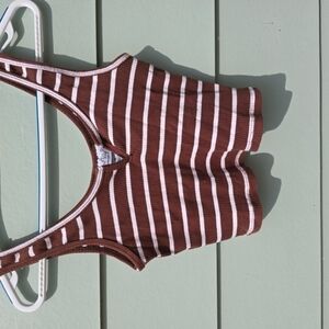 Brown and White Striped Crop Top
